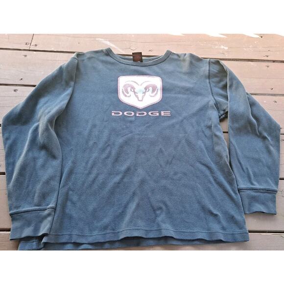 Dodge Ram Logo Long Sleeve Thermal Sweatshirt Black Men's Medium - Picture 1 of 5